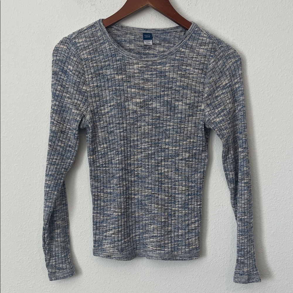 OLD NAVY Blue Ribbed Long Sleeve Knit Plush Top